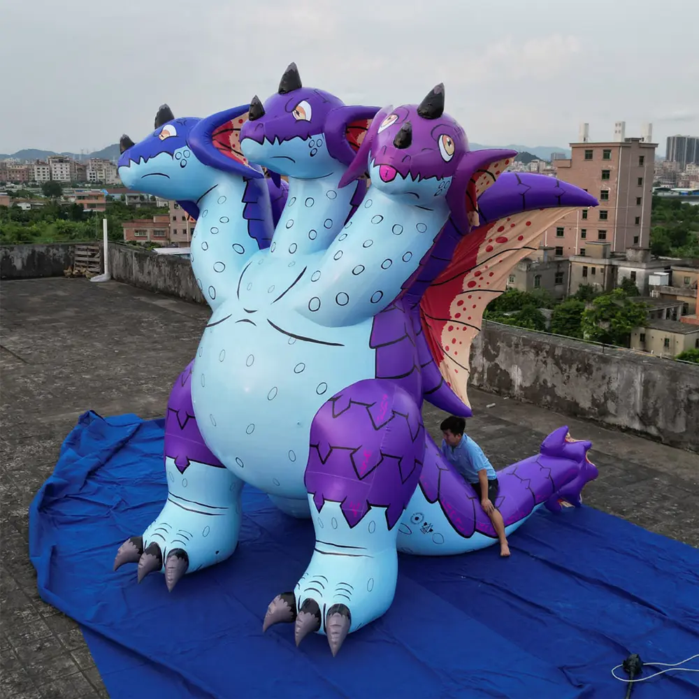 Dragon gonflable géant à trois têtes en PVC personnalisé Beile pour la publicité