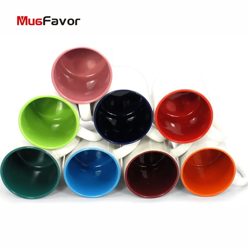 MugFavor-taza de café de cerámica MC11E, taza de Color interior personalizable para lavavajillas, sublimación, dos tonos, 11oz, venta al por mayor