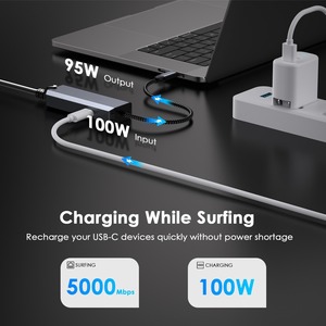 Adaptador Wavlink USB C a Ethernet Adaptador de red RJ45 sin controlador 5Gbps para computadoras portátiles - Product Image 4