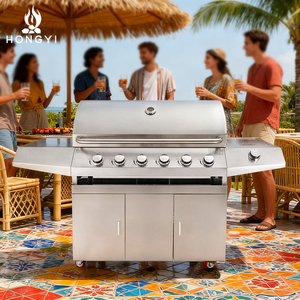 Hiện đại sang trọng 6-burner gas nướng thép xây dựng sơn tĩnh điện có thể điều chỉnh có thể gập lại cho nhà bếp ngoài trời bên sử dụng nhà - Product Image 2