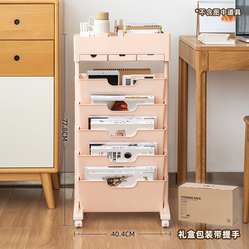 Pink - Three drawers with wheels