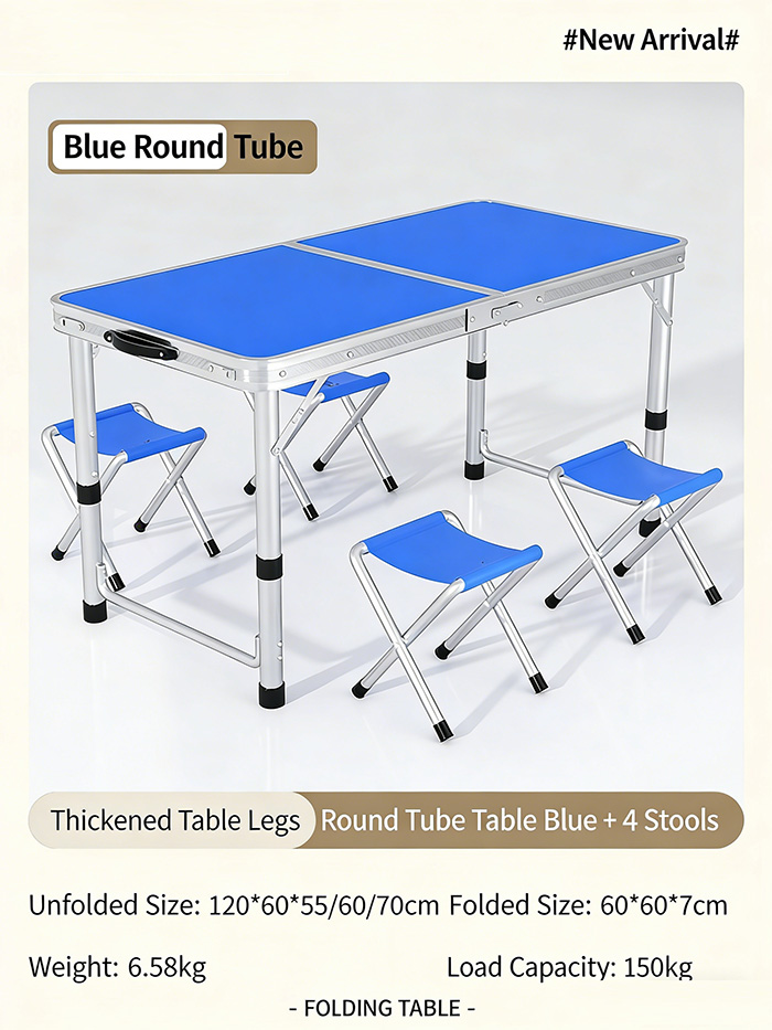 Pieds cylindriques bleus - 4 tabourets pliables