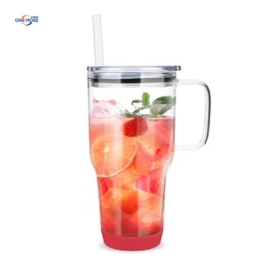 Leak Proof Glass <strong>Cup</strong> with Handle and Straw Portable 32 <strong>Oz</strong> Iced Coffee Water <strong>Cup</strong> Tumbler - Product Image 1