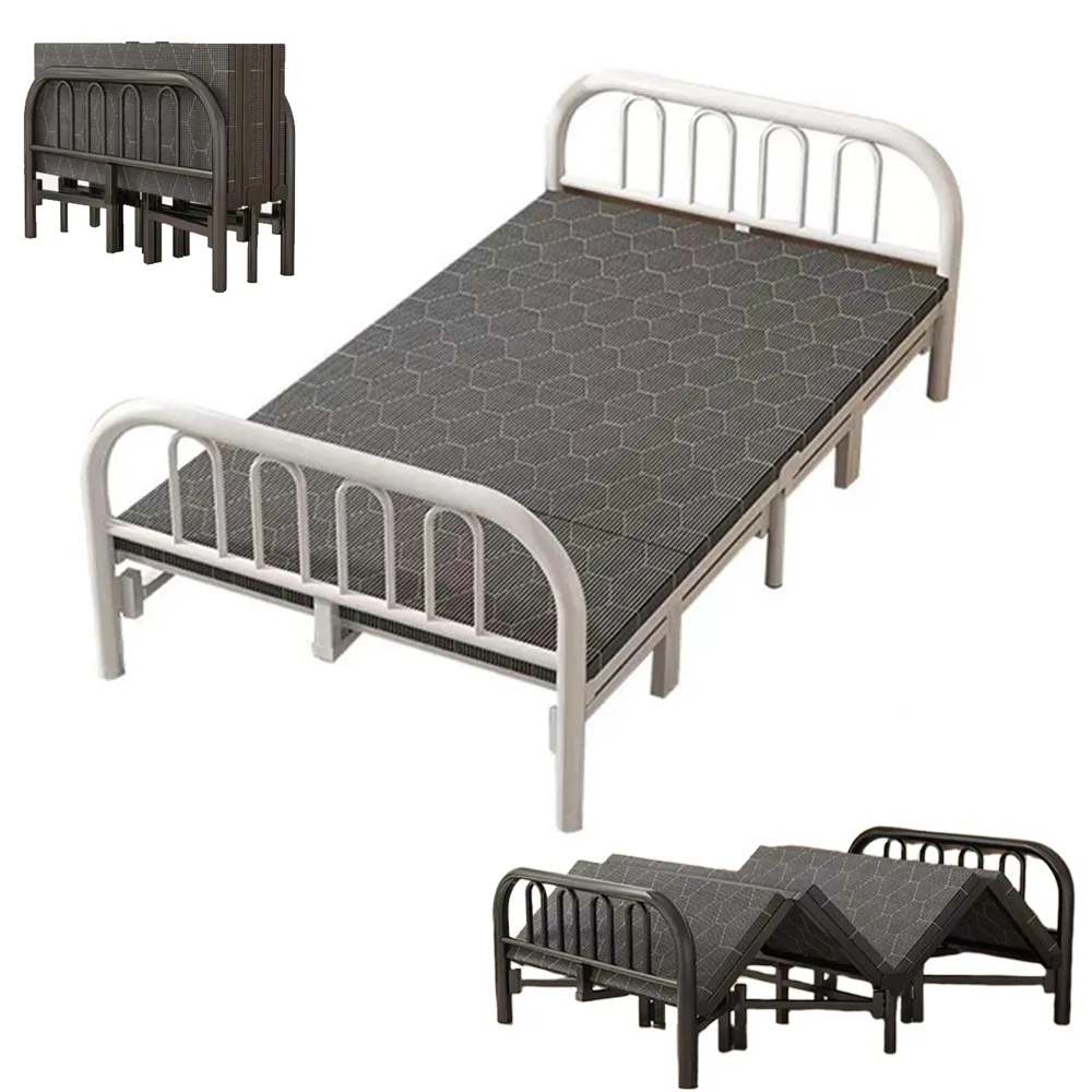 Cama de acero individual para escuela, marco de cama de hierro, diseño de cama de metal