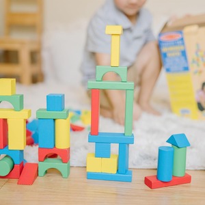 Juego de bloques de construcción de madera 100 bloques en 4 colores y 9 formas - Product Image 6