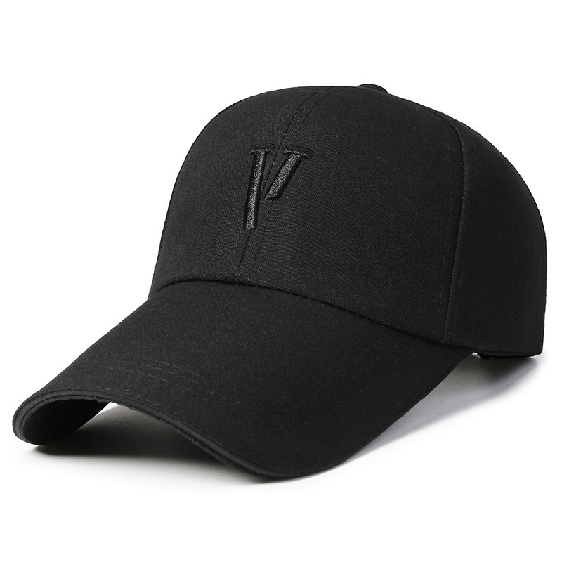 V logo, black embroidered