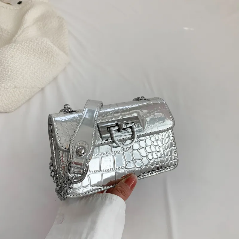 Borse a tracolla piccole in pelle di alligatore stile Y2K per le donne 2023 Mini borse a catena di marca di lusso borse da donna borse da donna