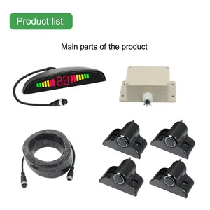 Sistema de sensor de aparcamiento de ayuda inversa para coche de 24V con 4 sensores de advertencia inversa y cámara de respaldo para operaciones de marcha atrás delantera y trasera