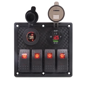 4 Gang Marine Rocker <strong>Switch</strong> Panel Waterproof QC3.0 USB Car Charger <strong>Socket</strong> LED Voltmeter 12V Cigarette Lighter Adapter for Boat - Product Image 1