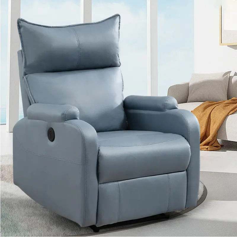 XTSF-008 Wholesale Luxury Modern Living Room Electric Rotating Rocking Reclining Single Lazy Leather Sofa Chair