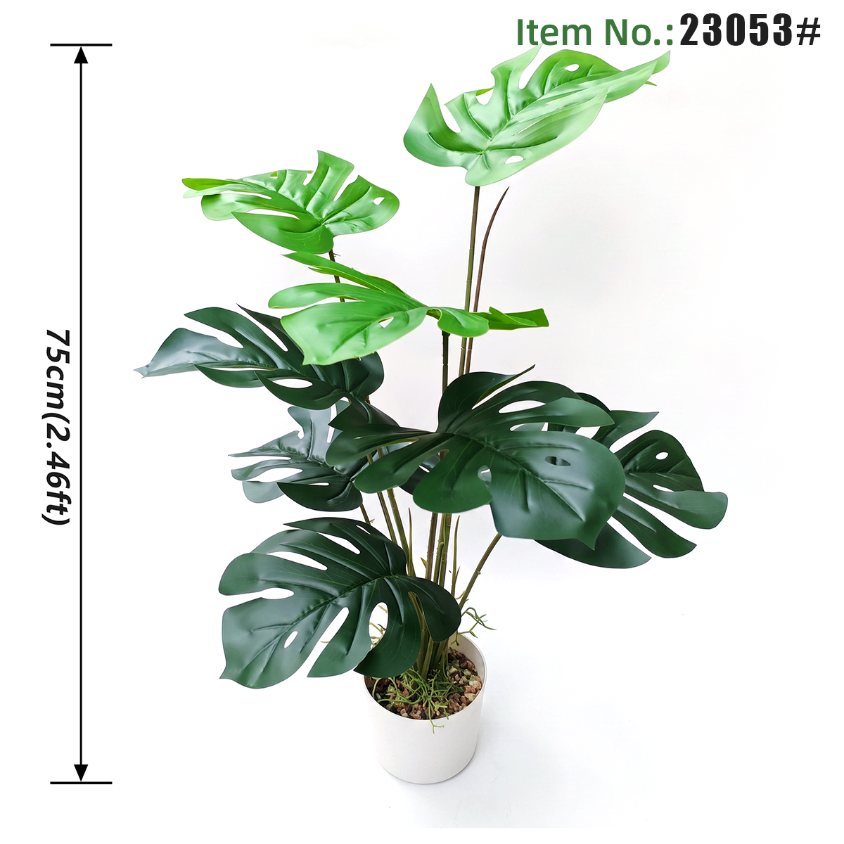 Plante artificielle en pot Monstera vert uni de 75 cm