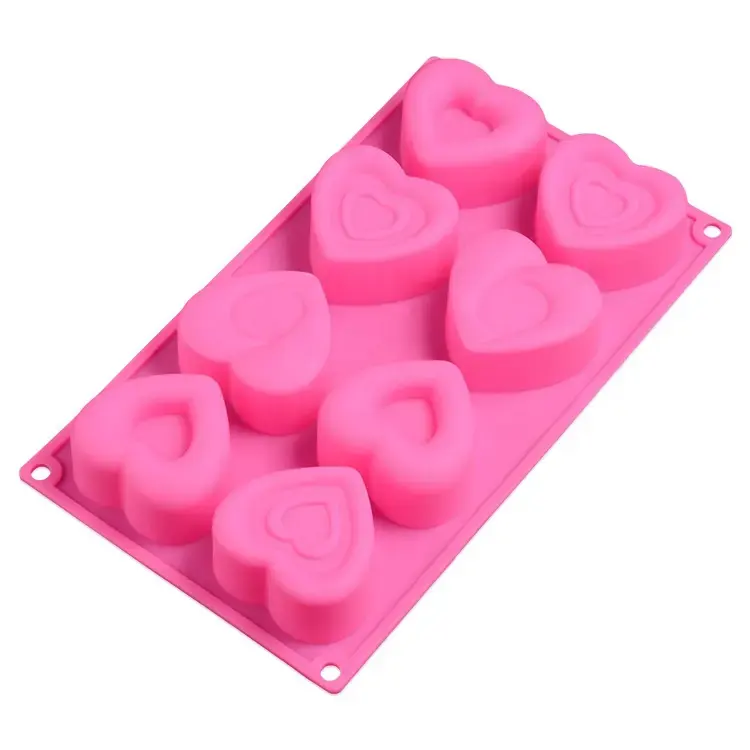 8 Holes Love Heart Shape Silicone Mold for Mousse,Chocolate,Soap,Dessert Cake Baking Tray