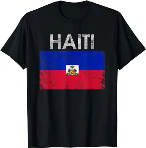 Venta al por mayor Vintage Haití Haitianos Bandera Orgullo Regalo Camiseta Imprimir bajo demanda Haití Bandera Patrón Camisa Sublimación personalizada Camisetas deportivas