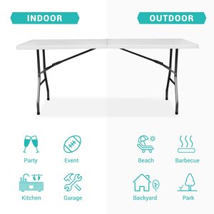 Nhà máy đồ gỗ ngoài trời chất lượng cao trọng lượng nhẹ gấp hình chữ nhật dã ngoại xách tay 6ft tiệc cưới trestle bảng nhựa - Product Image 6