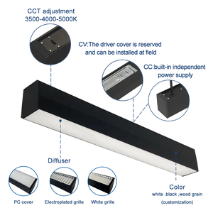 ヘキサゴンDT6DT8調光可能LEDバッテンライトペンダントリニアシーリングライト、オフィス環境で使用 - Product Image 3