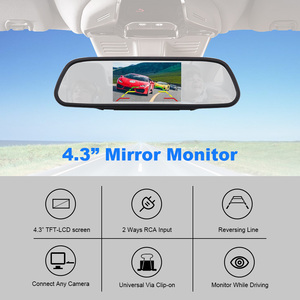 Safety Driving 2 Ways <strong>RCA</strong> <strong>Input</strong> LCD Screen Universal Mount Clip-On Display 4.3&quot; Vehicle Rear View Mirror Car <strong>Monitor</strong> - Product Image 2