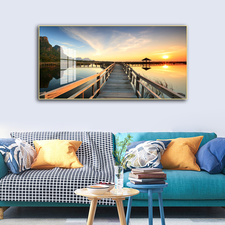 Wall Arts Decorative Crystal Porcelain Canvas Home Living Room Decor Decor Sunset Frame Modern Pop Seascape Landscape Paintings