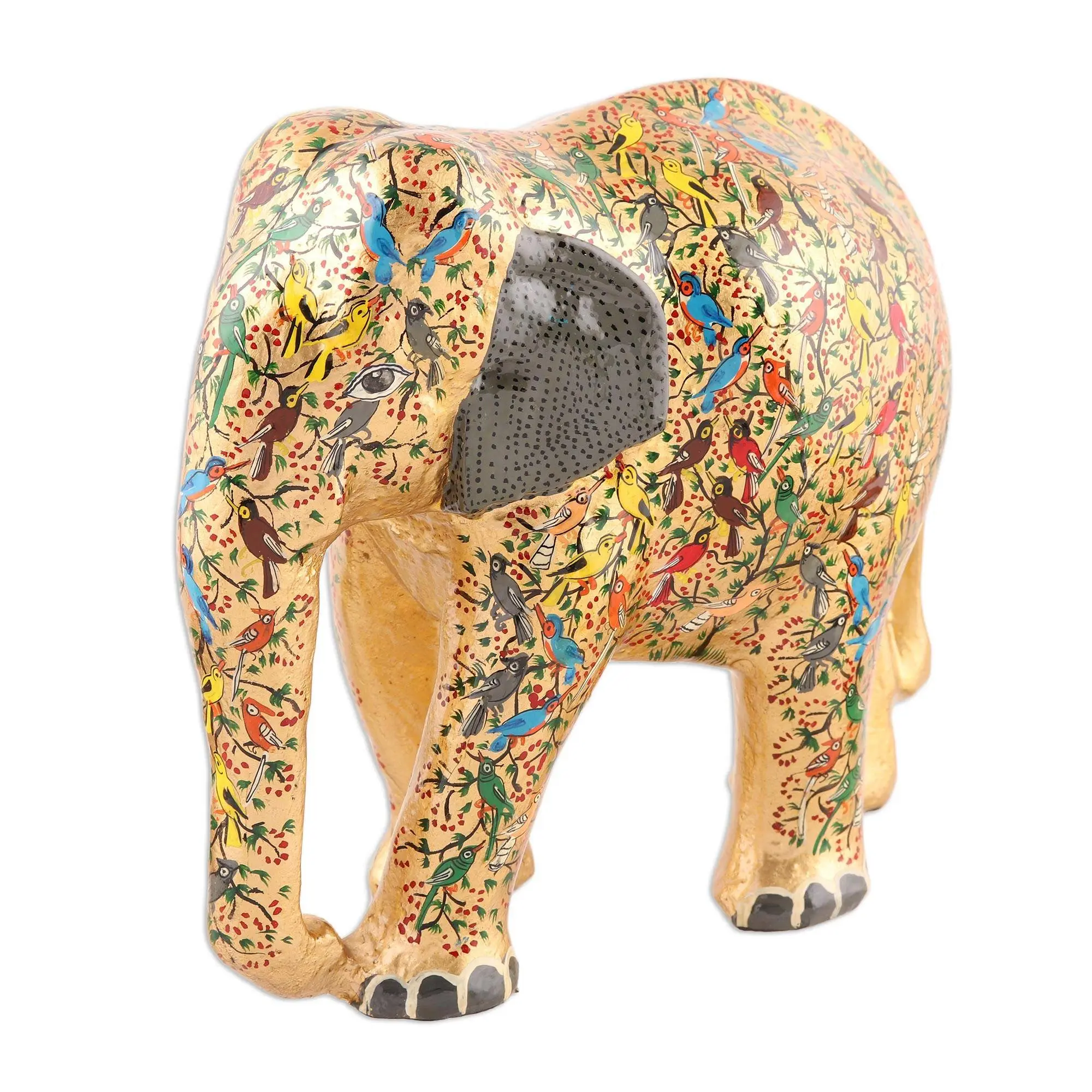 PAPIER MASCHINE ELEFANT STATUE, HOLZ ELEFANT. TRUNK UP UND TRUNK UP ELEFANT FAMILIE AUS INDIEN