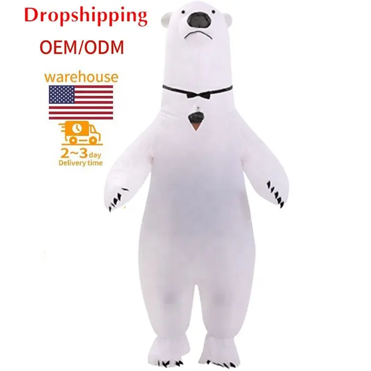 हेलोवीन पार्टी पशु शुभंकर Inflatable-ध्रुवीय-वयस्क-भालू-कॉस्टयूम पुरुषों के लिए Inflatable सफेद ध्रुवीय भालू कॉस्टयूम वयस्क पॉलिएस्टर