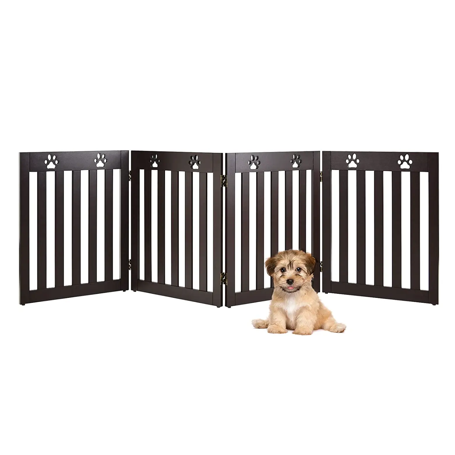 Freistehende 4 Panel Pet Dog Gate Holz Hunde zaun Indoor für Haus treppen Türen