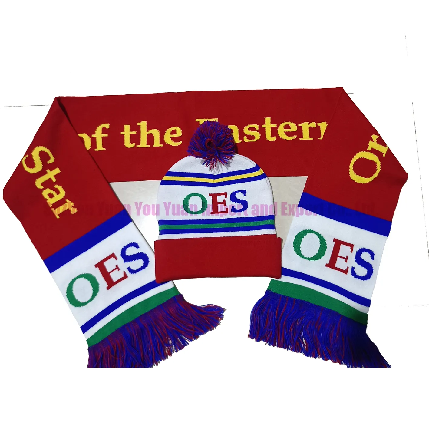 ORDRE tricoté personnalisé 145x17cm de l'ÉTOILE ORIENTALE OES correspondant Écharpe et chapeau d'hiver
