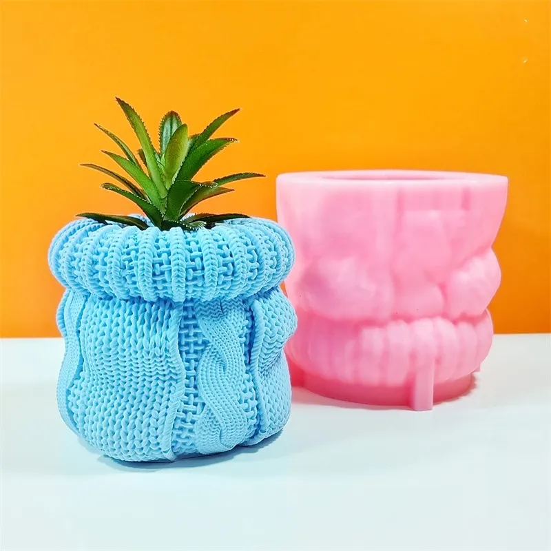 Moule en silicone pour vase en résine époxy, forme de chapeau tricoté, moule en silicone pour pot de fleur, moule en silicone pour vase d'art personnalisé
