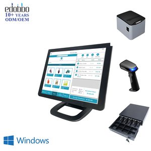 Sistema POS de Windows con pantalla táctil de 15 pulgadas con pantalla de cliente de 9,7 pulgadas Sistema de caja registradora de PC POS para tienda - Product Image 1