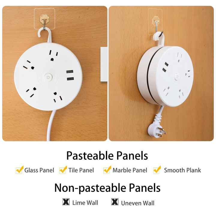 Round Universal Power Strip Portable Extension Cord Socket Plug USB Phone Charger With 2 USB Cable Smart Home US Plug