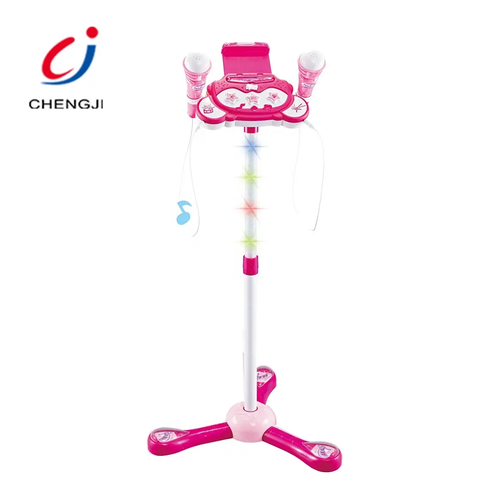 Instrument de musique multifonction en plastique karaoké jouet Microphone, connecter MP3 support Double Microphone jouet pour enfants