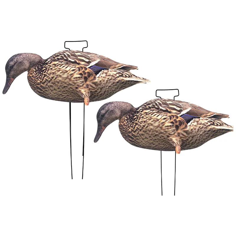 Señuelos de silueta de pato de caza de aves acuáticas flocadas estacas realistas ligeras y duraderas