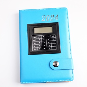 Diario de cuero pu con calculadora, diario de negocios, planificador de promoción personalizado, 2024