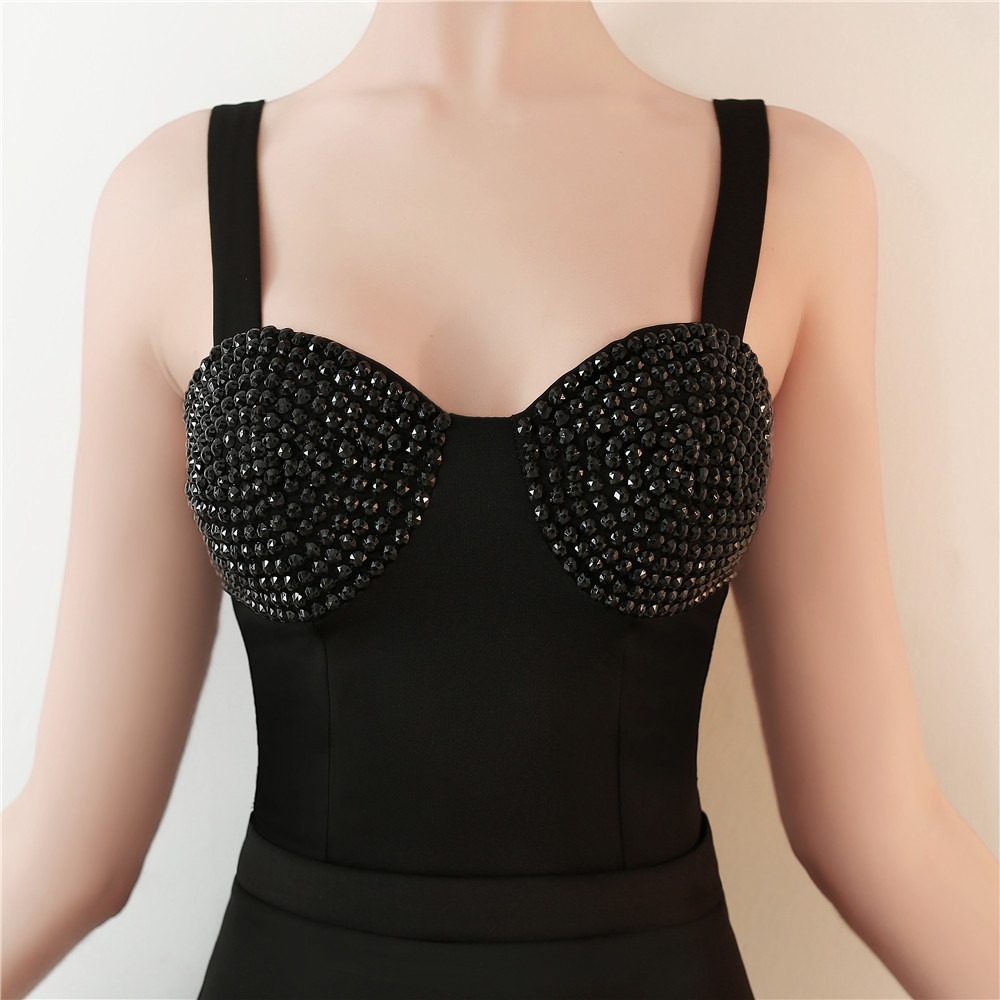 Dress backless tube padded rhinestone patchwork evening party dress - 1mrk.com