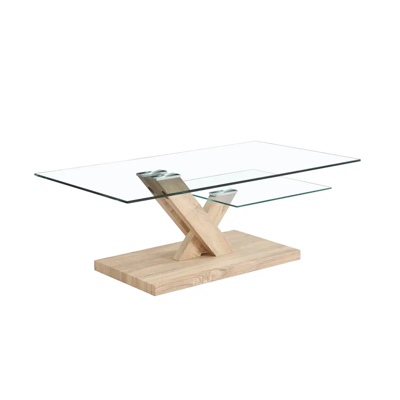 Vente en gros meubles cuisine nouveau style table à thé mdf ferme bois métal empilable moderne accent rectangle vieux elm table basse