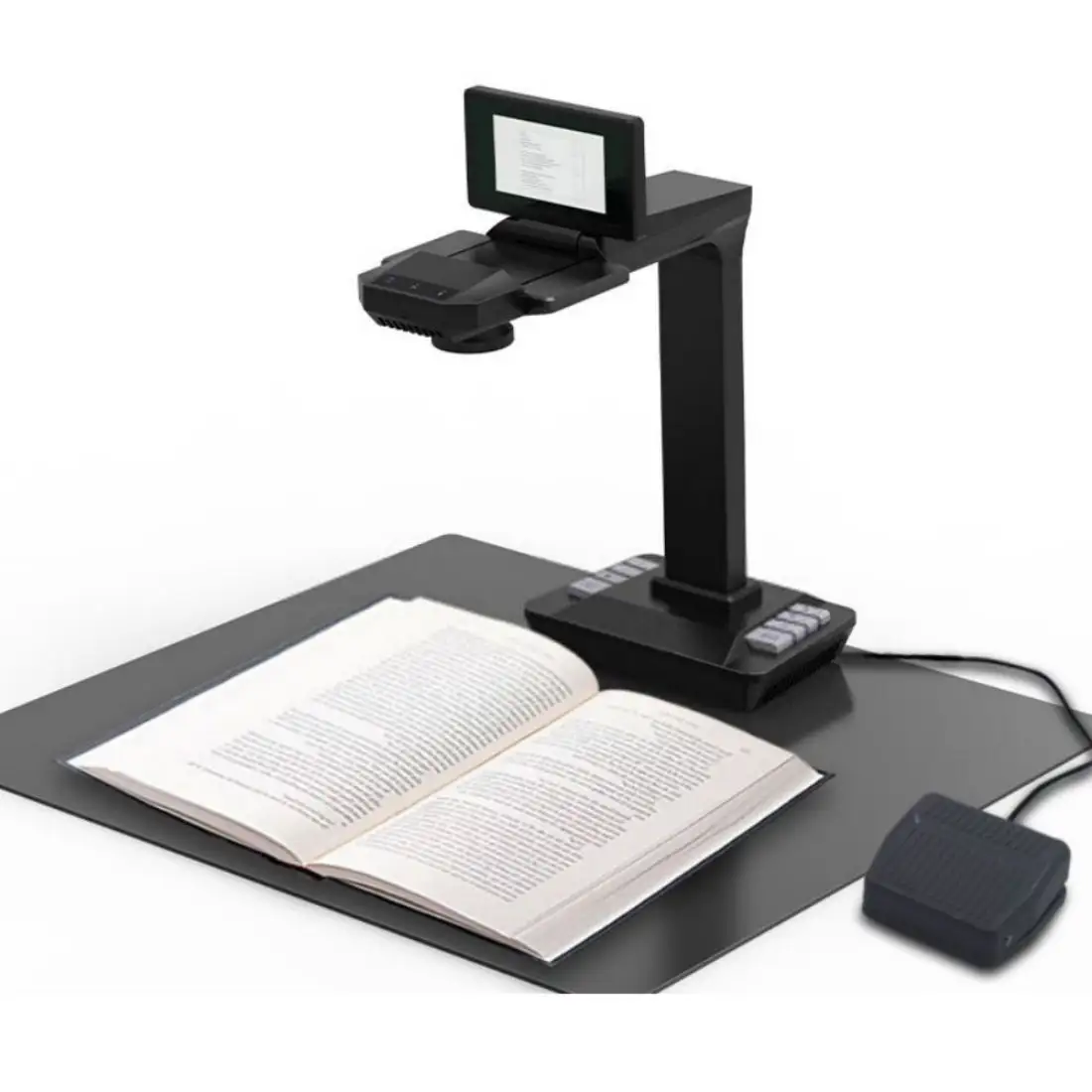 Scanner de livre à caméra HD à écran LCD de 5 pouces haute vitesse automatique avec écran de prévisualisation et berceau de livre avec pédale Portable