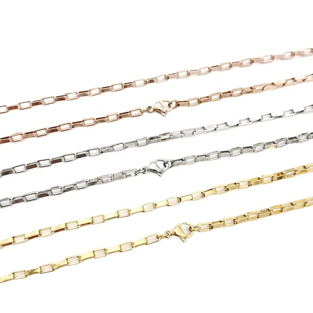 In acciaio inox gioielli in argento 2.5 millimetri in oro rosa/oro placcato catena box 18 pollici collana della catena del pendente per le donne ragazza