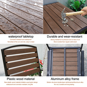Оптовая продажа, набор столов и стульев для ресторана, садовый дворик, ресторан, уличный обеденный набор из пластикового дерева, прямоугольный стол - Product Image 4