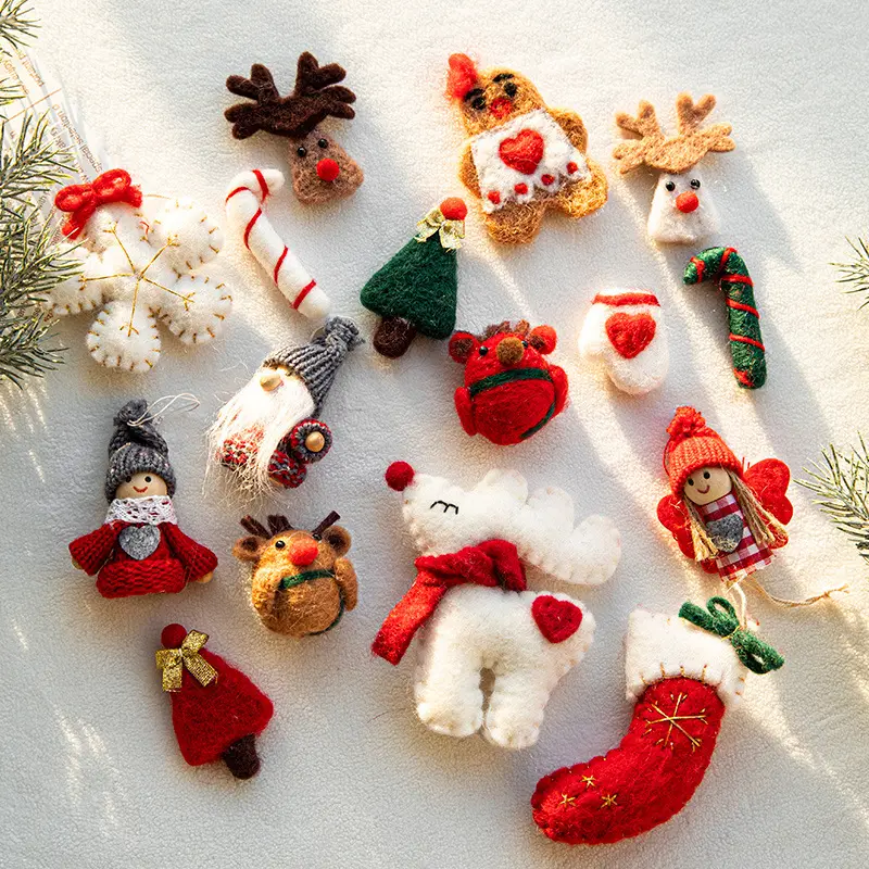 Großhandel benutzer definierte Geschenk beutel Filz Ornamente Kekse Spielzeug Santa Weihnachts baum Dekoration
