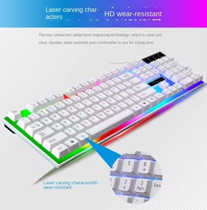 Combo de teclado y ratón para juegos con luces LED con cable para escritorio USB Connect Office Características para computadora y computadora portátil - Product Image 3