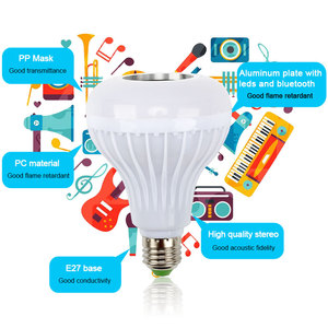 Akıllı E27 RGB Bluetooth hoparlör LED ampul ışık 12W müzik çalma kısılabilir kablosuz Led lamba 24 tuşları uzaktan kumanda - Product Image 1