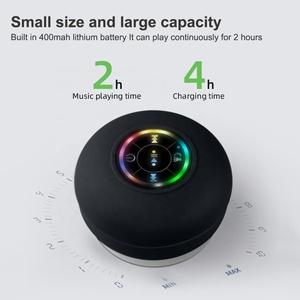 Ipx4 không thấm nước Loa Bluetooth không dây với cốc hút và mic đèn LED di động thể thao phòng tắm loa stereo - Product Image 5