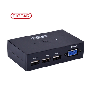 FJ-201UK Fjgear USB2.0 VGA KVM交换机2端口2进1出即插即用金属销售