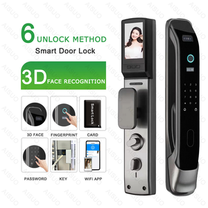 販売顔認識スマートロックドアロックWIFI APPデジタル指紋パスワードカードスマートRFIDロックキー自動スマートロック - Product Image 1