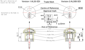 Emark ECE Approved Cat5 <strong>LED</strong> Clearance Light Side Direction Indicator <strong>Lamp</strong> 3M Tapeamber or clear Lens <strong>30mm</strong> 1.2 Inch
