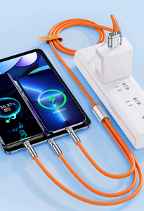 120w 1.2m 3in1 180度旋转旋转软硅橡胶通用串行总线快速充电3合1充电通用串行总线电缆 - Product Image 2