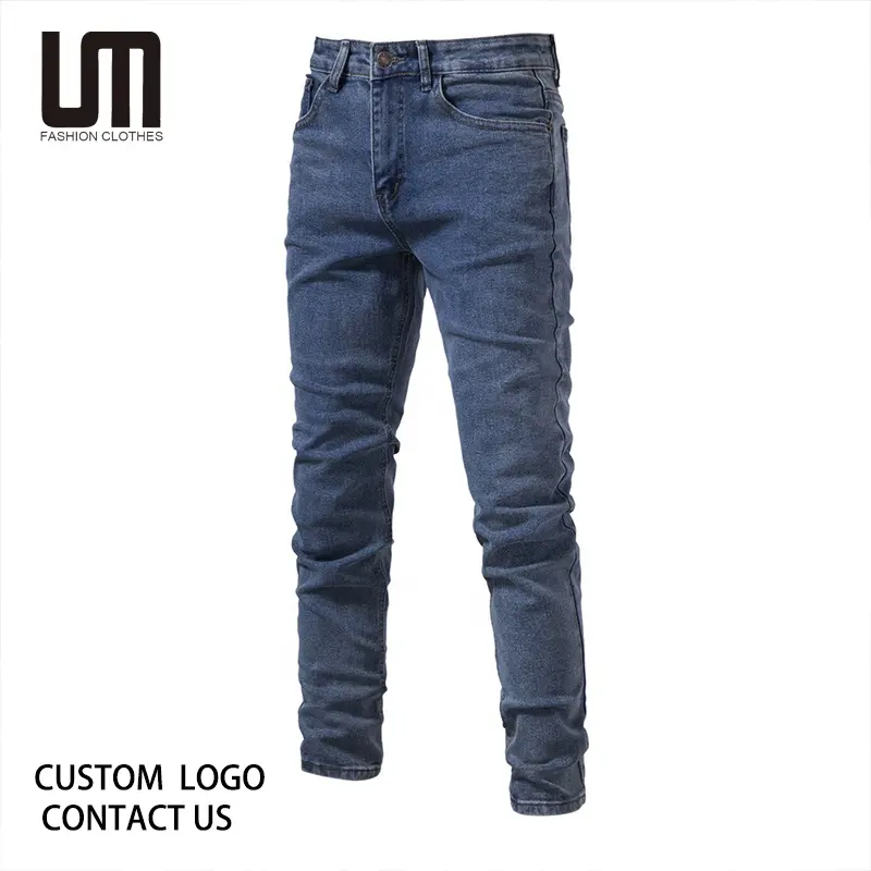 Liu Ming ODM Fashion Good Quality 2024 Trending Men Casual Solid Color Cotton Denim Straight Leg Pants Jeans