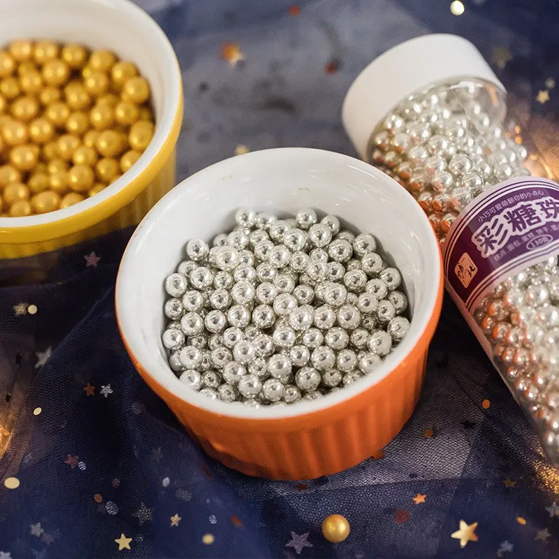 edible sprinkles gold silver color beads for cake decorations sprinkle edible pearls