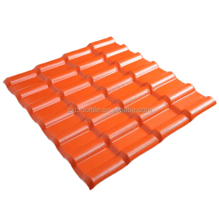 Ekspor Tahan Panas Super Lapis Warna Ungu Bubungan Setengah Bulat Bentuk V Pergola Plastik Pvc Ubin Atap Resin