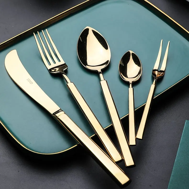 304 stainless steel knife and fork set European-style high-end golden western tableware