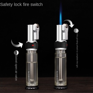 Современная пластиковая прикуриватель Jobon ZB998 с ветрозащитным элементом, надувная струйная газовая визуальная продажа бутанового топлива оптом - Product Image 2