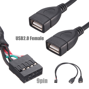 High Quality MotherBoard 9Pin Turns USB2.<strong>0</strong> Two Extension Line Main Board Female <strong>Header</strong> to Dual <strong>USB</strong> <strong>2</strong>.<strong>0</strong> Female Adapter Cable - Product Image 4